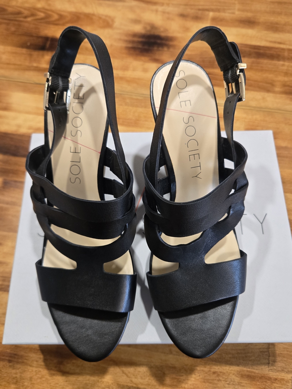 Sole Society Black Multi-Strap Slingback Heels